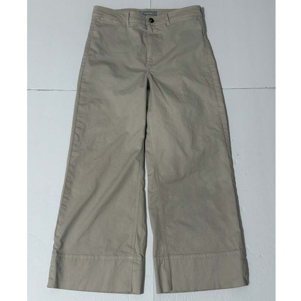 Everlane Lightweight Wide-Leg Crop Chino Pants, Lt Khaki, Size 6